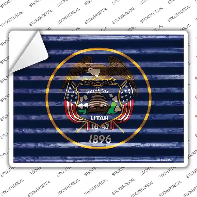 P-2358s-S Utah Flag Novelty Rectangle Sticker Decal - Small