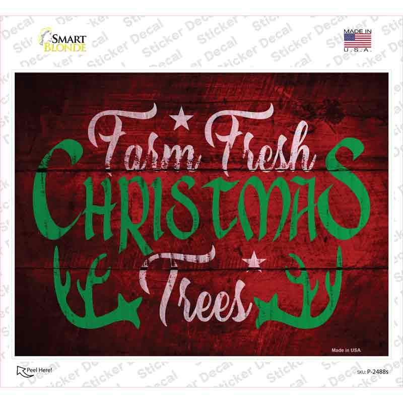 P-2488s-M Farm Fresh Trees Novelty Rectangle Sticker Decal - Medium