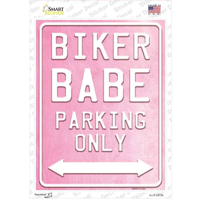 P-2513s-M Bike Babe Parking Novelty Rectangle Sticker Decal - Medium