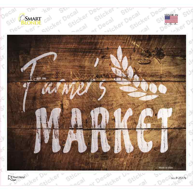 P-2517s-M Farmers Market Novelty Rectangle Sticker Decal - Medium