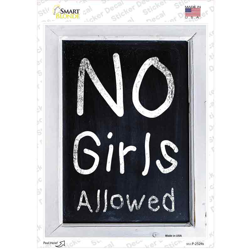 P-2524s-M No Girls Allowed Novelty Rectangle Sticker Decal - Medium
