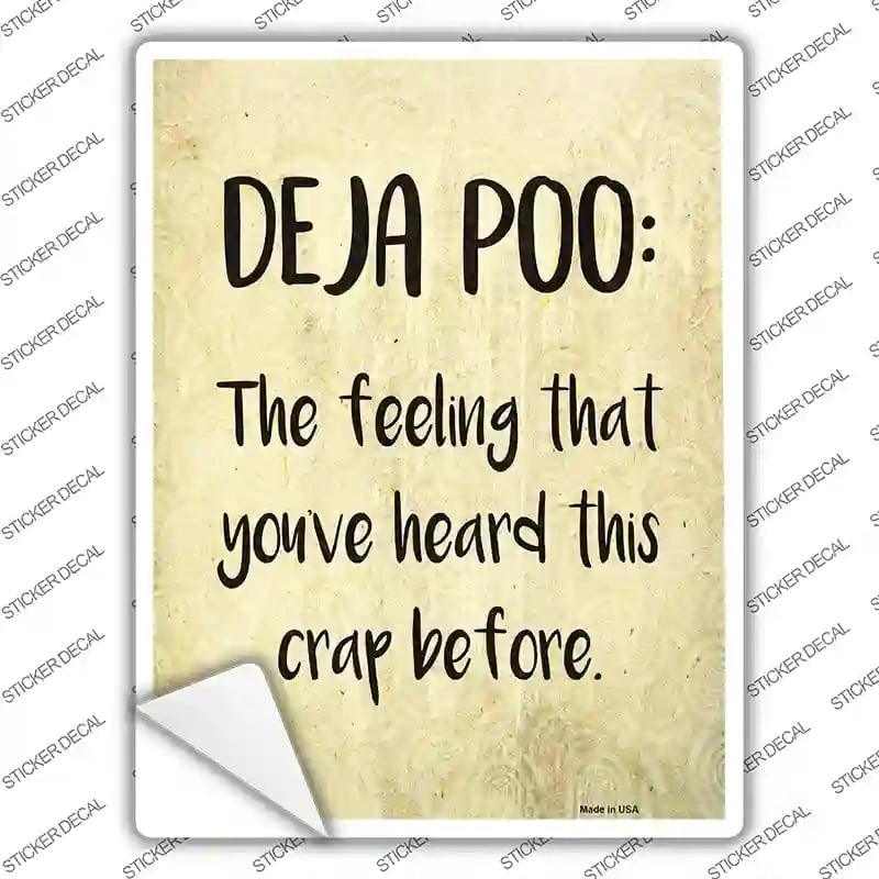 P-2529s-L Deja Poo Definition Novelty Rectangle Sticker Decal - Large
