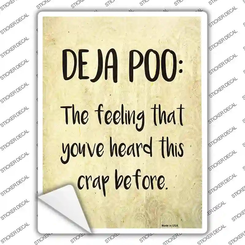 P-2529s-S Deja Poo Definition Novelty Rectangle Sticker Decal - Small