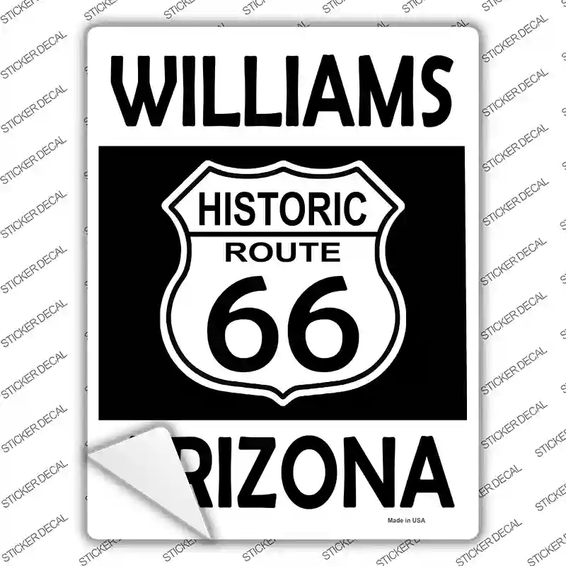 P-2799s-L Williams Arizona Historic Route 66 Novelty Rectangle Sticker Decal - Large