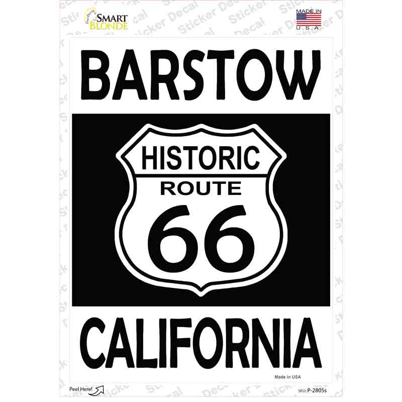 P-2805s-M Barstow California Historic Route 66 Novelty Rectangle Sticker Decal - Medium