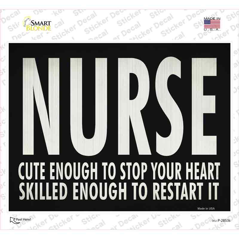 P-2853s-M Cute Nurse, Restart Heart Novelty Rectangle Sticker Decal - Medium