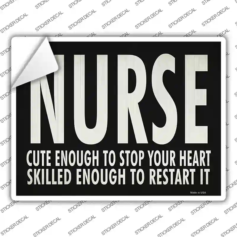 P-2853s-S Cute Nurse, Restart Heart Novelty Rectangle Sticker Decal - Small
