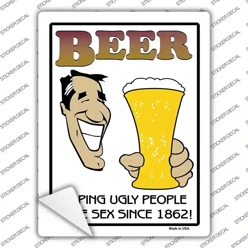 P-001s-XL Helping Ugly People Novelty Rectangle Sticker Decal - Extra Large
