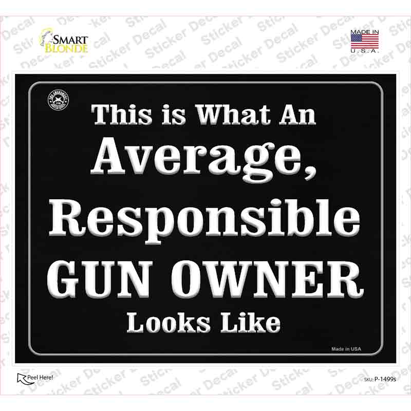 P-1499s-M Average, Responsible Gun Owner Looks Like Novelty Rectangle Sticker Decal - Medium