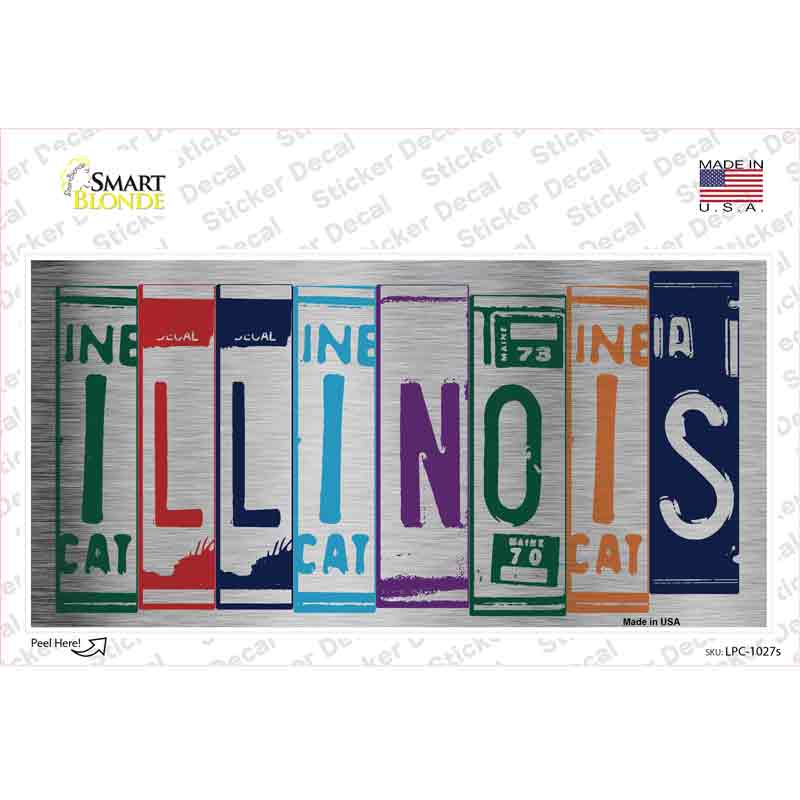 LPC-1027s-M Illinois Art Novelty Sticker Decal - Medium