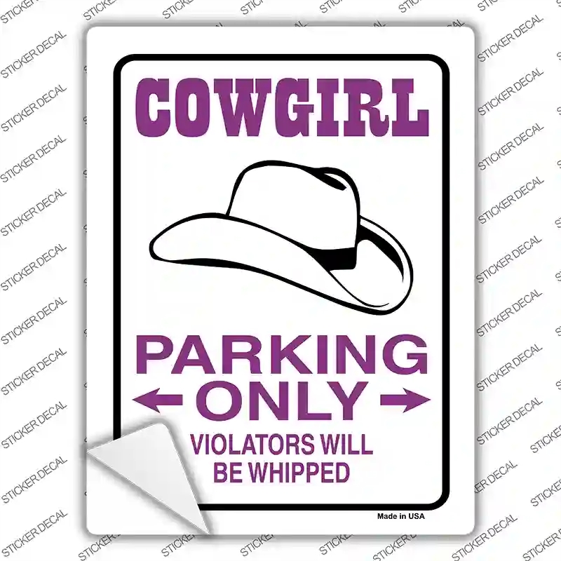 P-814s-XL Cowgirl Only Novelty Rectangle Sticker Decal - Extra Large