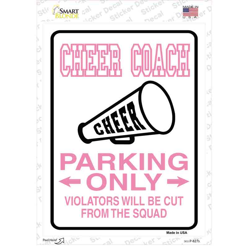 P-827s-M Cheer Coach Only Novelty Rectangle Sticker Decal - Medium