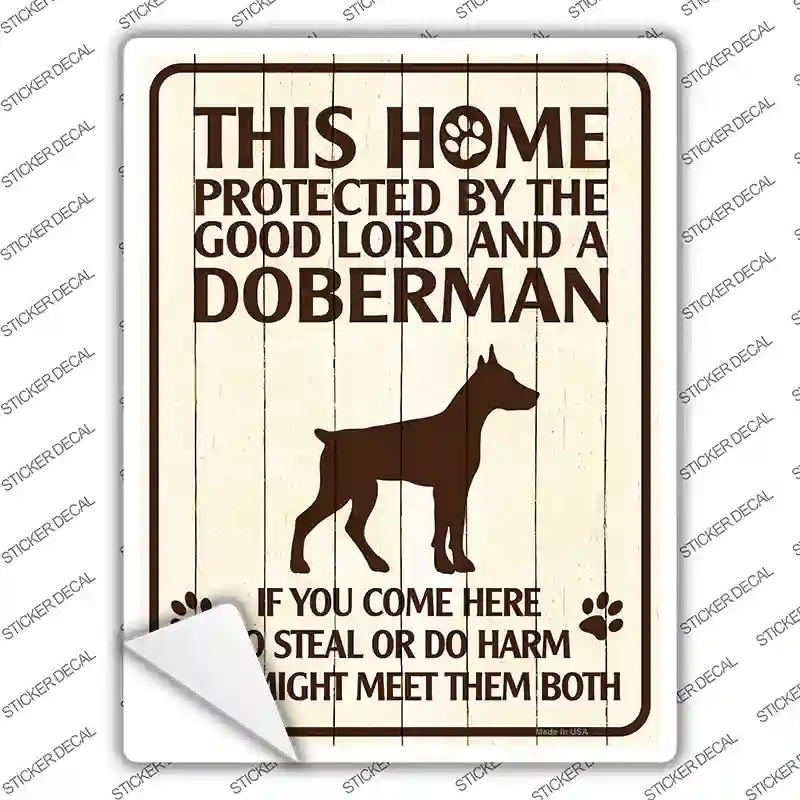 P-2817s-XL This Home Protected by A Doberman Novelty Rectangle Sticker Decal - Extra Large