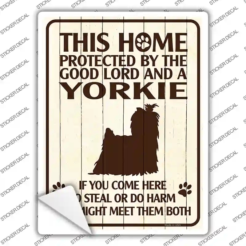 P-2819s-L This Home Protected by A Yorkie Novelty Rectangle Sticker Decal - Large