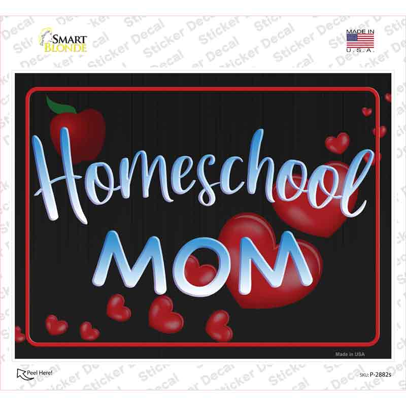 P-2882s-M Homeschool Mom Heart Novelty Rectangle Sticker Decal - Medium