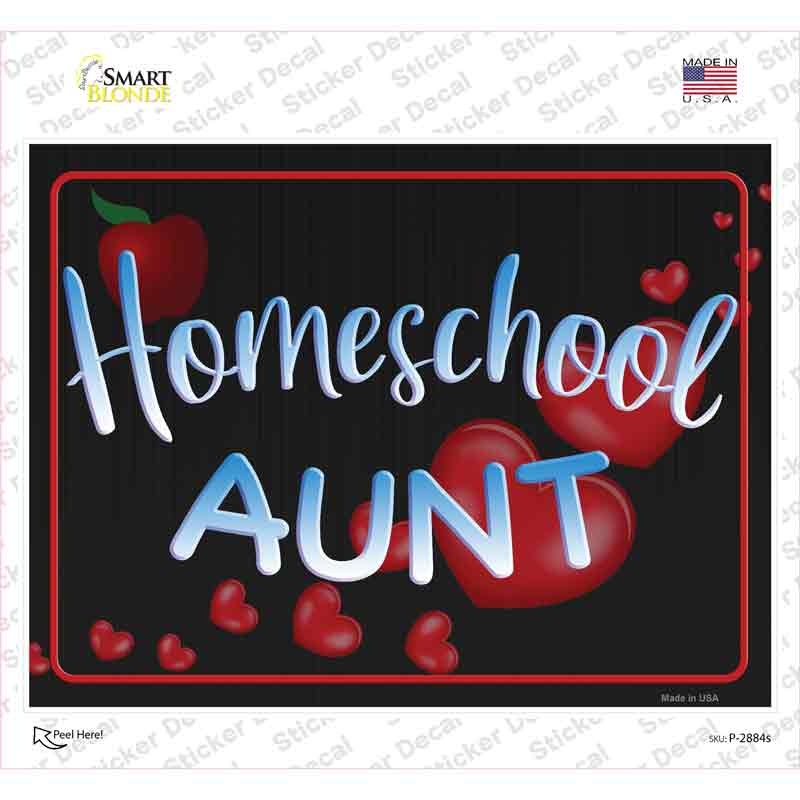 P-2884s-M Homeschool Aunt Heart Novelty Rectangle Sticker Decal - Medium