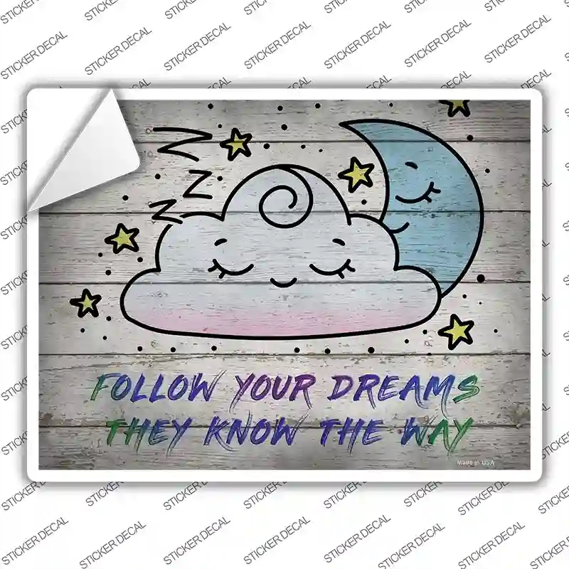 P-2950s-S Follow Your Dreams Novelty Rectangle Sticker Decal - Small
