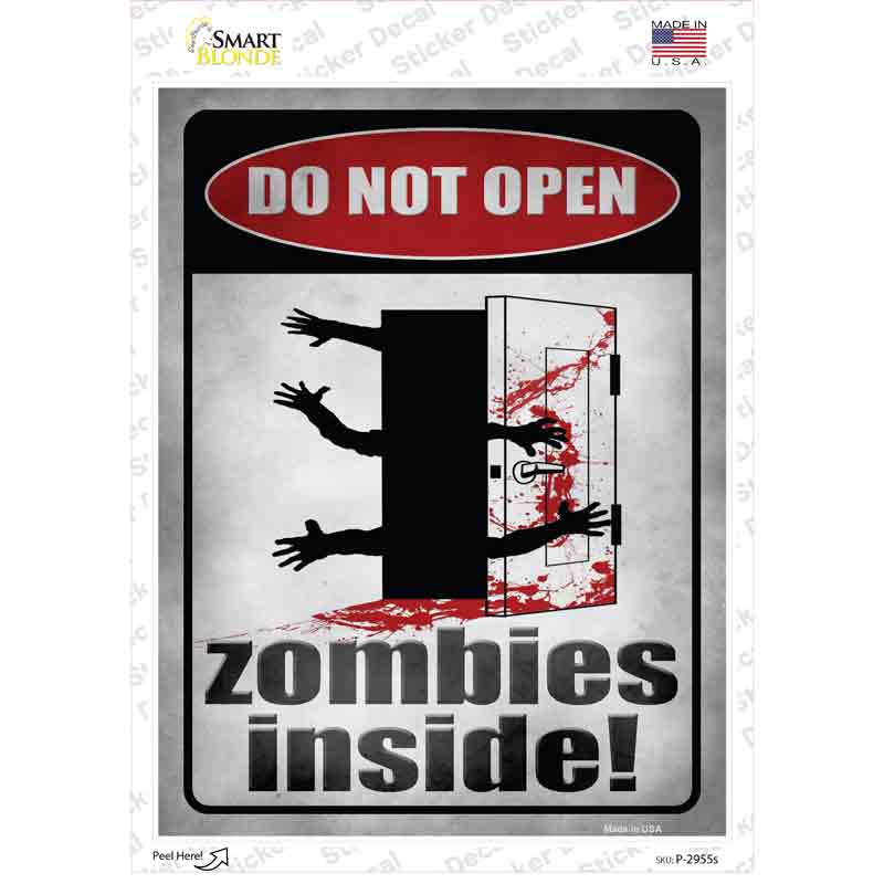 P-2955s-M Zombies Inside Novelty Rectangle Sticker Decal - Medium