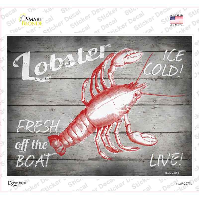 P-2971s-M Lobster Fresh off the Boat Novelty Rectangle Sticker Decal - Medium