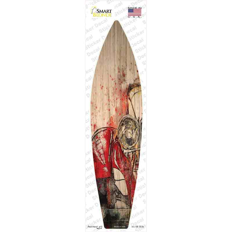 SB-353s-M Red Curvy Car Novelty Surfboard Sticker Decal - Medium