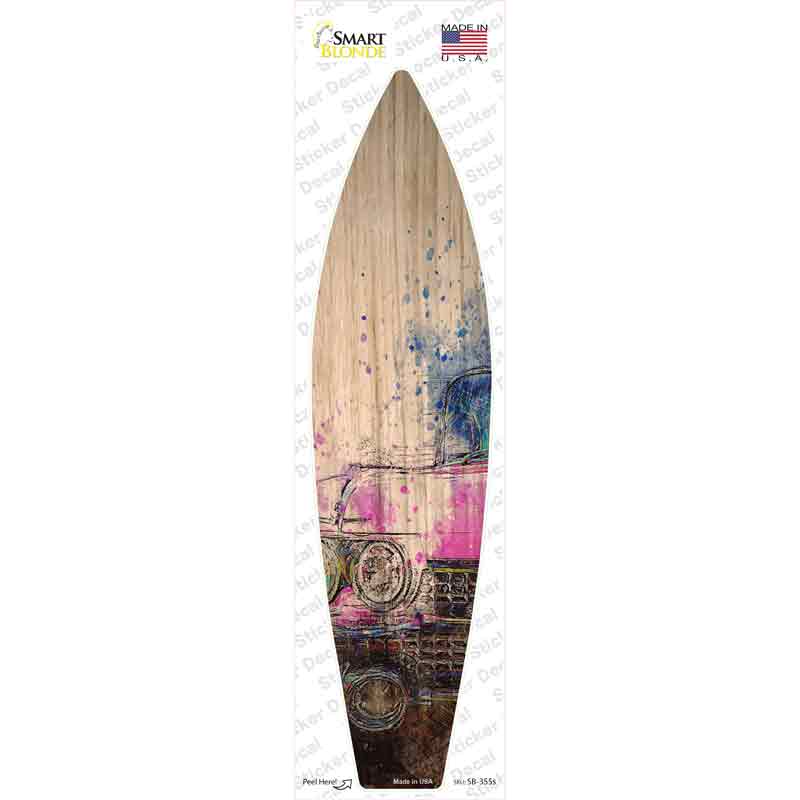 SB-355s-M Pink Sports Car Novelty Surfboard Sticker Decal - Medium