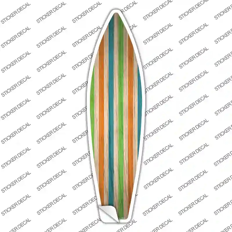 SB-365s-S Blue Green & Orange Striped Novelty Surfboard Sticker Decal - Small