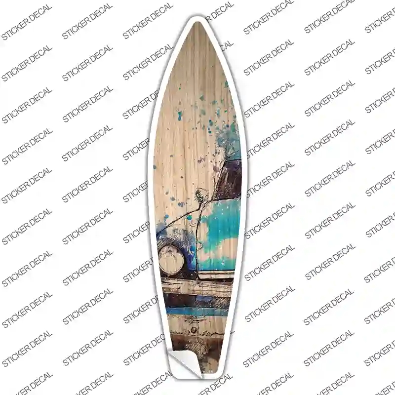 SB-368s-S Blue Sedan Novelty Surfboard Sticker Decal - Small