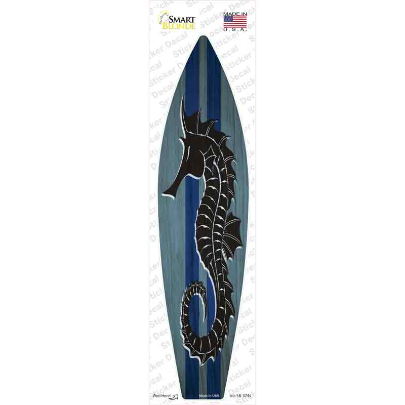 SB-374s-M Seahorse Blue Striped Novelty Surfboard Sticker Decal - Medium