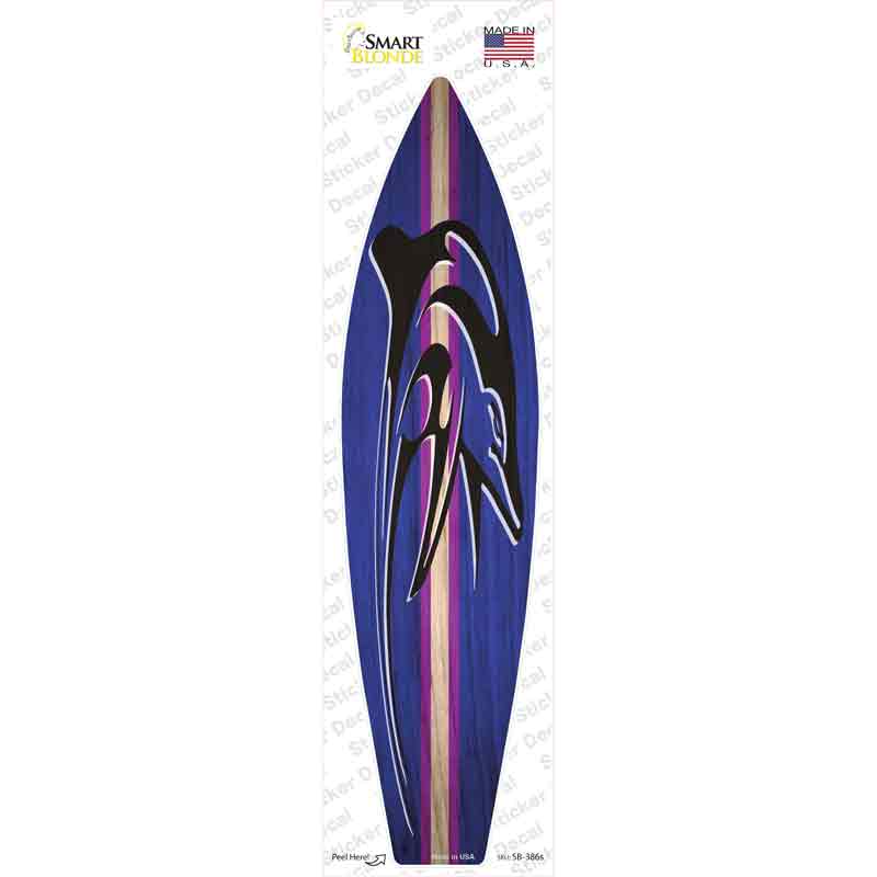 SB-386s-M Dolphin Purple Striped Novelty Surfboard Sticker Decal - Medium