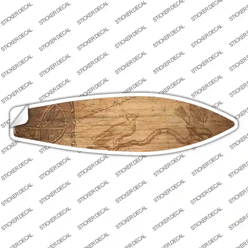 SB-400s-L Map Drawing with Birds Novelty Surfboard Sticker Decal - Large