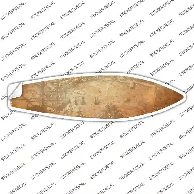SB-404s-L Vintage Map with Sea Novelty Surfboard Sticker Decal - Large