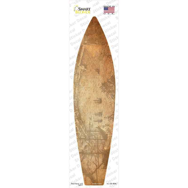 SB-404s-M Vintage Map with Sea Novelty Surfboard Sticker Decal - Medium