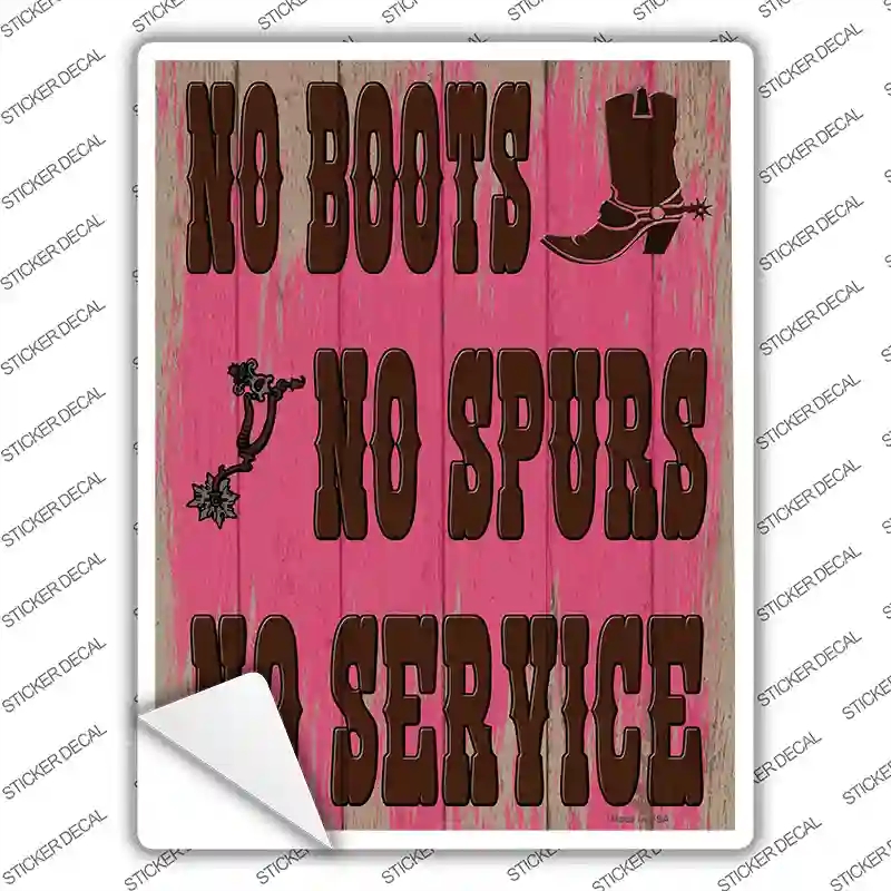 P-2994s-L No Boots No Spurs No Service Novelty Rectangle Sticker Decal - Large