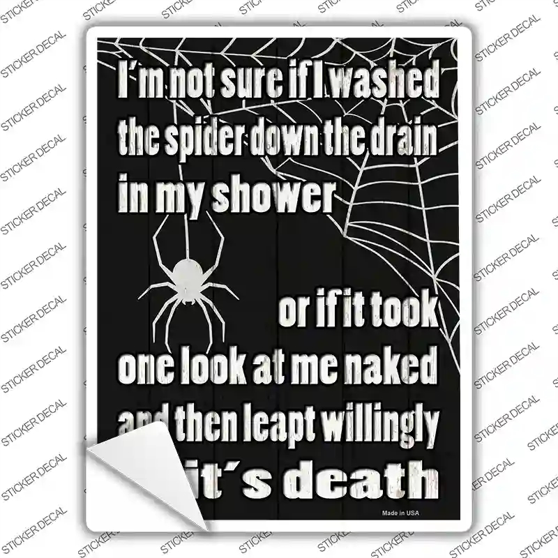 P-3001s-S Spider Down the Drain Novelty Rectangle Sticker Decal - Small