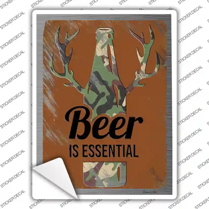 P-3577s-L Beer is Essential Novelty Rectangle Sticker Decal - Large