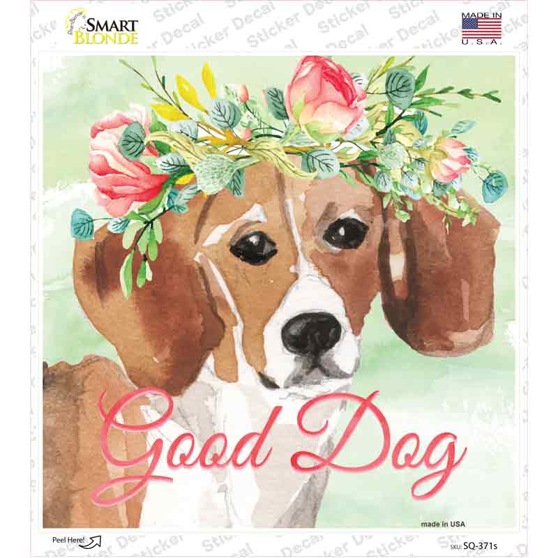SQ-371s-M Beagle Good Dog Novelty Square Sticker Decal - Medium
