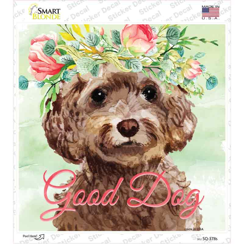 SQ-378s-M Cockapoo Good Dog Novelty Square Sticker Decal - Medium
