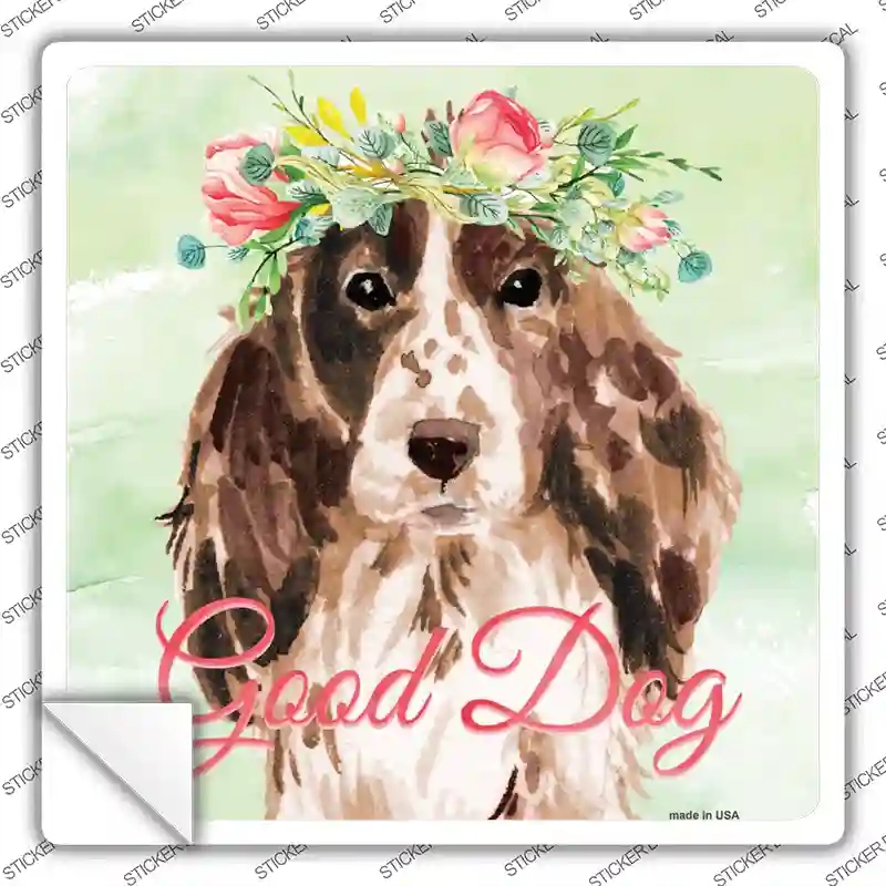 SQ-381s-S Cocker Spaniel Good Dog Novelty Square Sticker Decal - Small