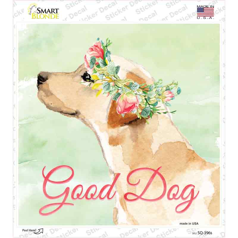 SQ-396s-M Lab Retriever Good Dog Novelty Square Sticker Decal - Medium