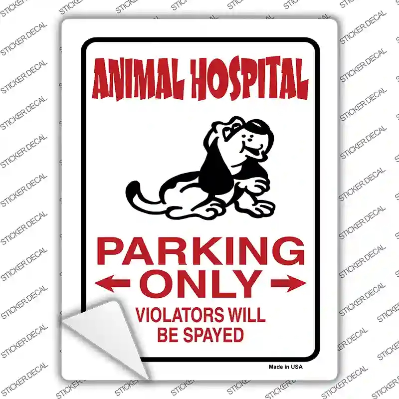 P-612s-S Animal Hospital Parking Novelty Rectangle Sticker Decal - Small