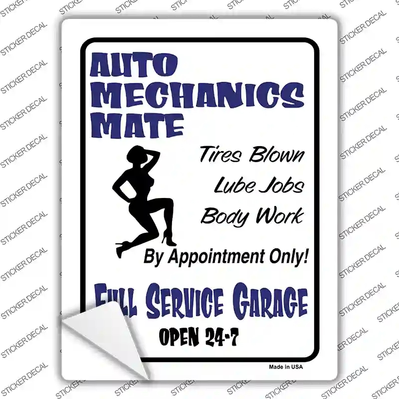 P-637s-L Auto Mechanics Mate Novelty Rectangle Sticker Decal - Large