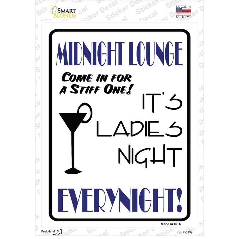P-639s-M Midnight Lounge Novelty Rectangle Sticker Decal - Medium