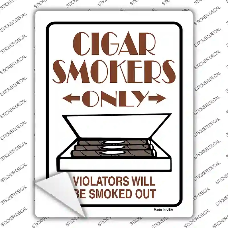 P-641s-S Cigar Smokers Only Novelty Rectangle Sticker Decal - Small