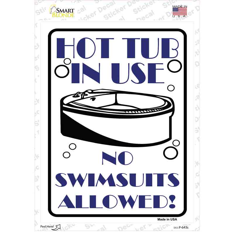 P-643s-M Hot Tub in Use Novelty Rectangle Sticker Decal - Medium