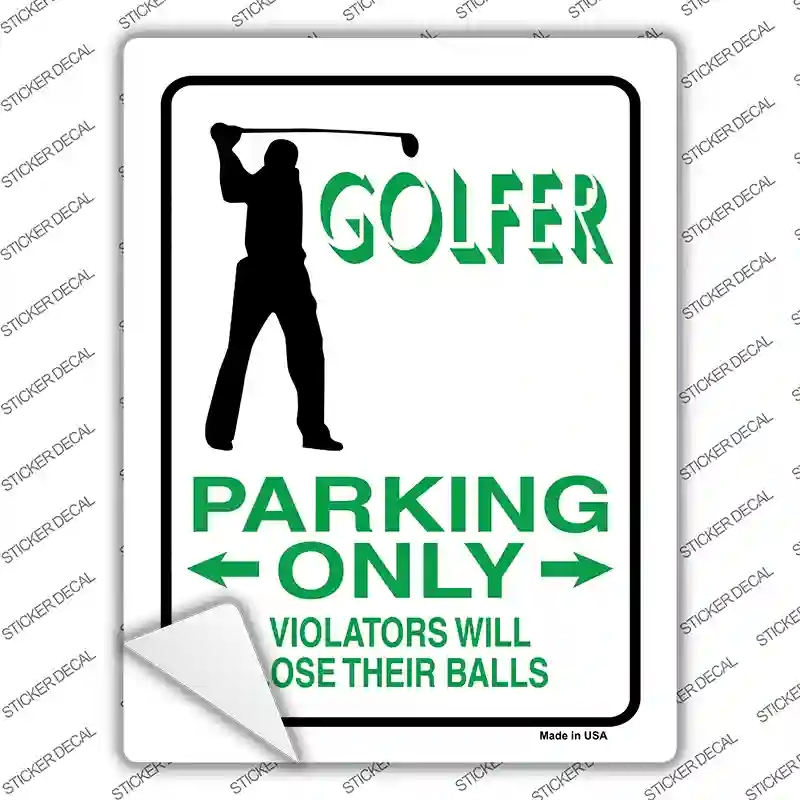 P-653s-L Golfer Only Male Novelty Rectangle Sticker Decal - Large