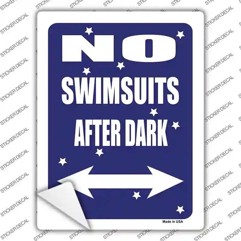 P-658s-L No Swimsuits After Dark Novelty Rectangle Sticker Decal - Large