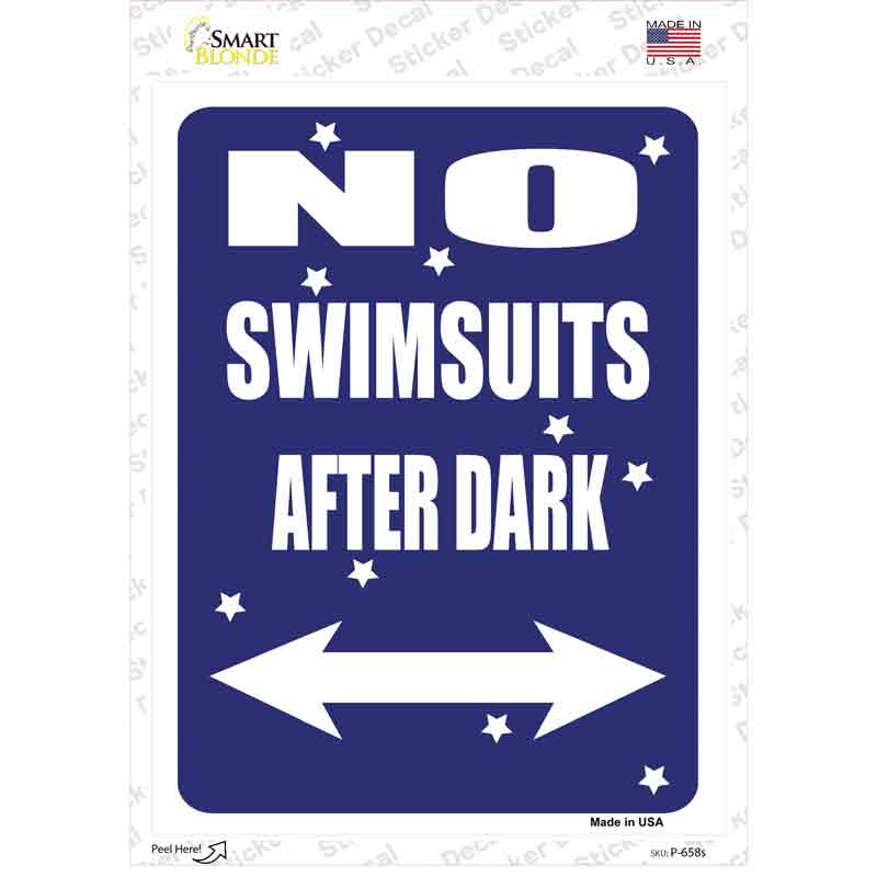 P-658s-M No Swimsuits After Dark Novelty Rectangle Sticker Decal - Medium