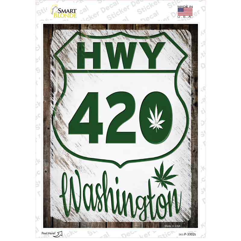 P-3302s-M HWY 420 Washington Novelty Rectangle Sticker Decal - Medium