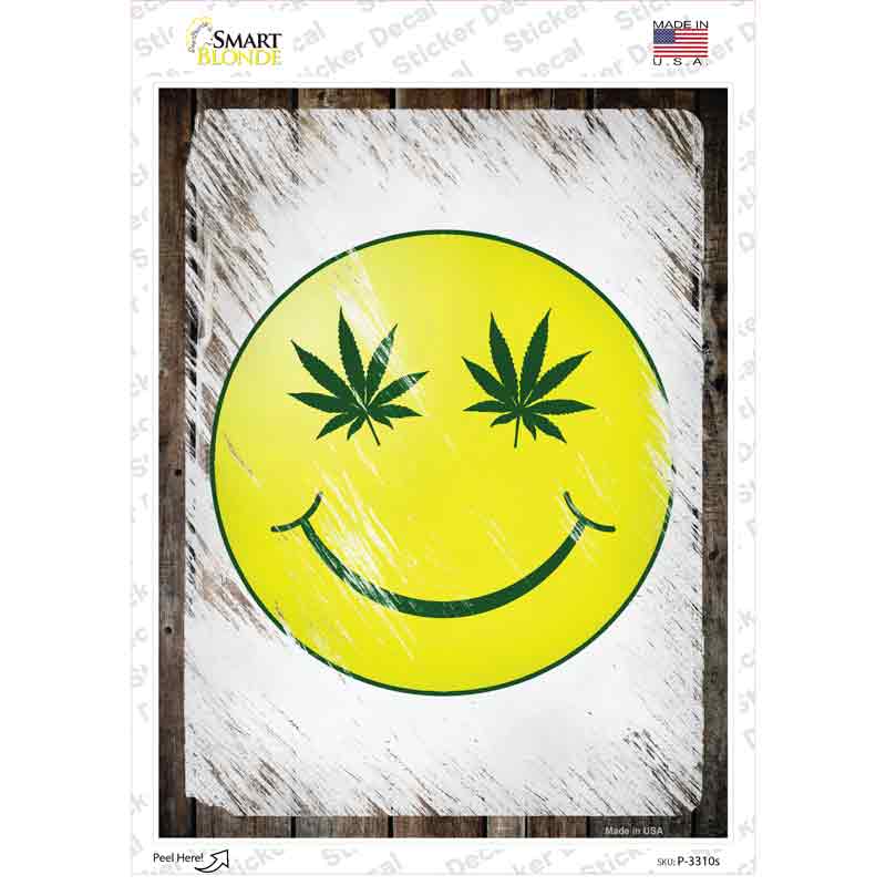 P-3310s-M High Smiley Novelty Rectangle Sticker Decal - Medium