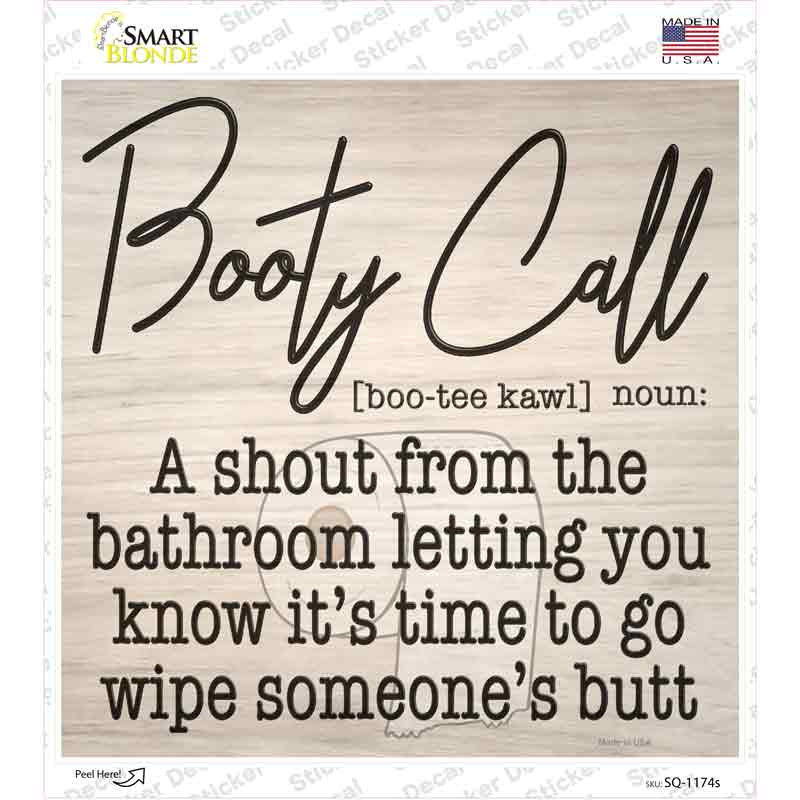 SQ-1174s-M Booty Call Novelty Square Sticker Decal - Medium